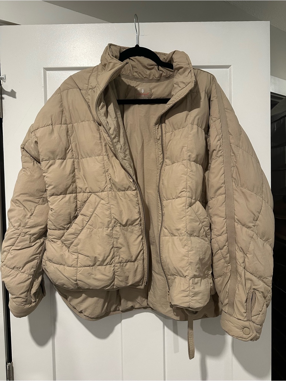 Free People Quilted Puffer Jacket in Beige